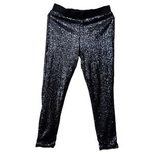 Aerie Navy Blue Sequin Pant Straight Leg‎ Skinny Fashion Statement Legging